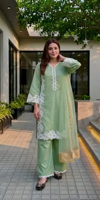 ST 213 Pista Color Natural Crep Salwar Suit with Embroidery Work. Wedding, Party, Festive, Best Price ₹1899. Delivery 4-6 Working Days. Shop now. | Jump Suits, Salwar suit, Casual Suits, Creative suits, Designer Suits, Palazzo Suits, Party Wear Suits, Patiala Suits, Straight Suits