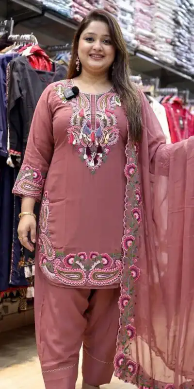 SRK 5348 Rust Color Georgette Mirror Embroidery Work Salwar Suit . Best Price ₹2399. Delivery 4-6 Working Days. Shop now. | Jump Suits, Salwar suit, Casual Suits, Creative suits, Designer Suits, Palazzo Suits, Party Wear Suits, Patiala Suits, Straight Suits