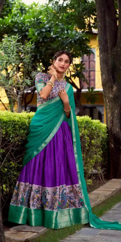 Purple Aastha Silk Lace Zari Work Lehenga Choli | Lehenga, Bollywood Lehenga, Creative Lehenga, Designer Lehenga, Embroidered Lehenga, Party Wear Lehenga