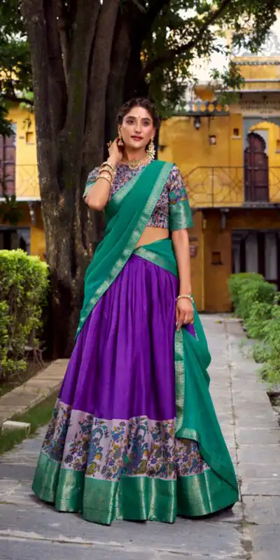 Purple Aastha Silk Lace Zari Work Lehenga Choli | Lehenga, Bollywood Lehenga, Creative Lehenga, Designer Lehenga, Embroidered Lehenga, Party Wear Lehenga