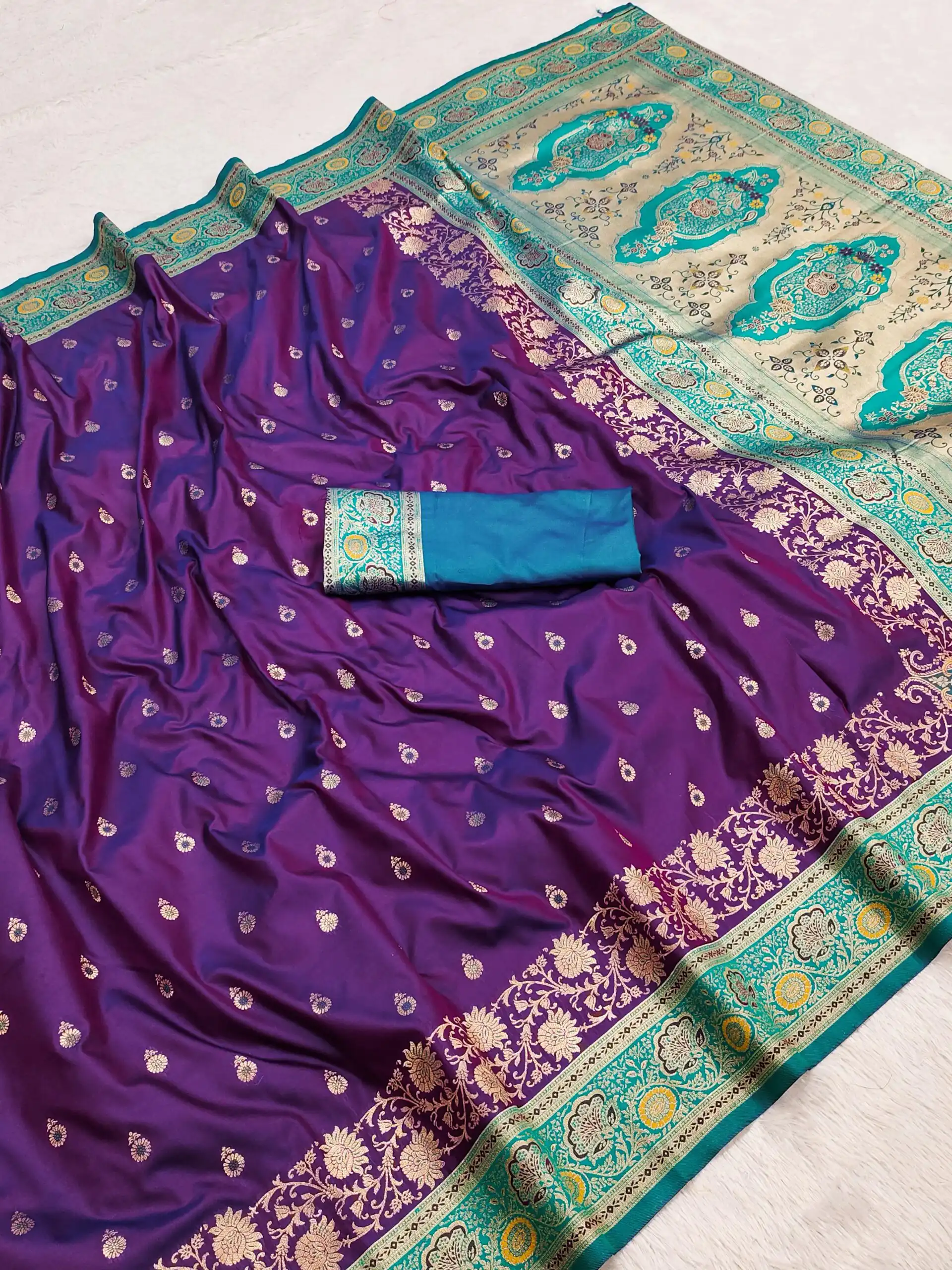 Purple Banarasi Silk Gold Zari Border Saree | Sarees, Bollywood Sarees, Creative Sarees, Designer Sarees, Embroidered Sarees, Ethnic Saree, Modern Digital sarees, Party Wear Sarees