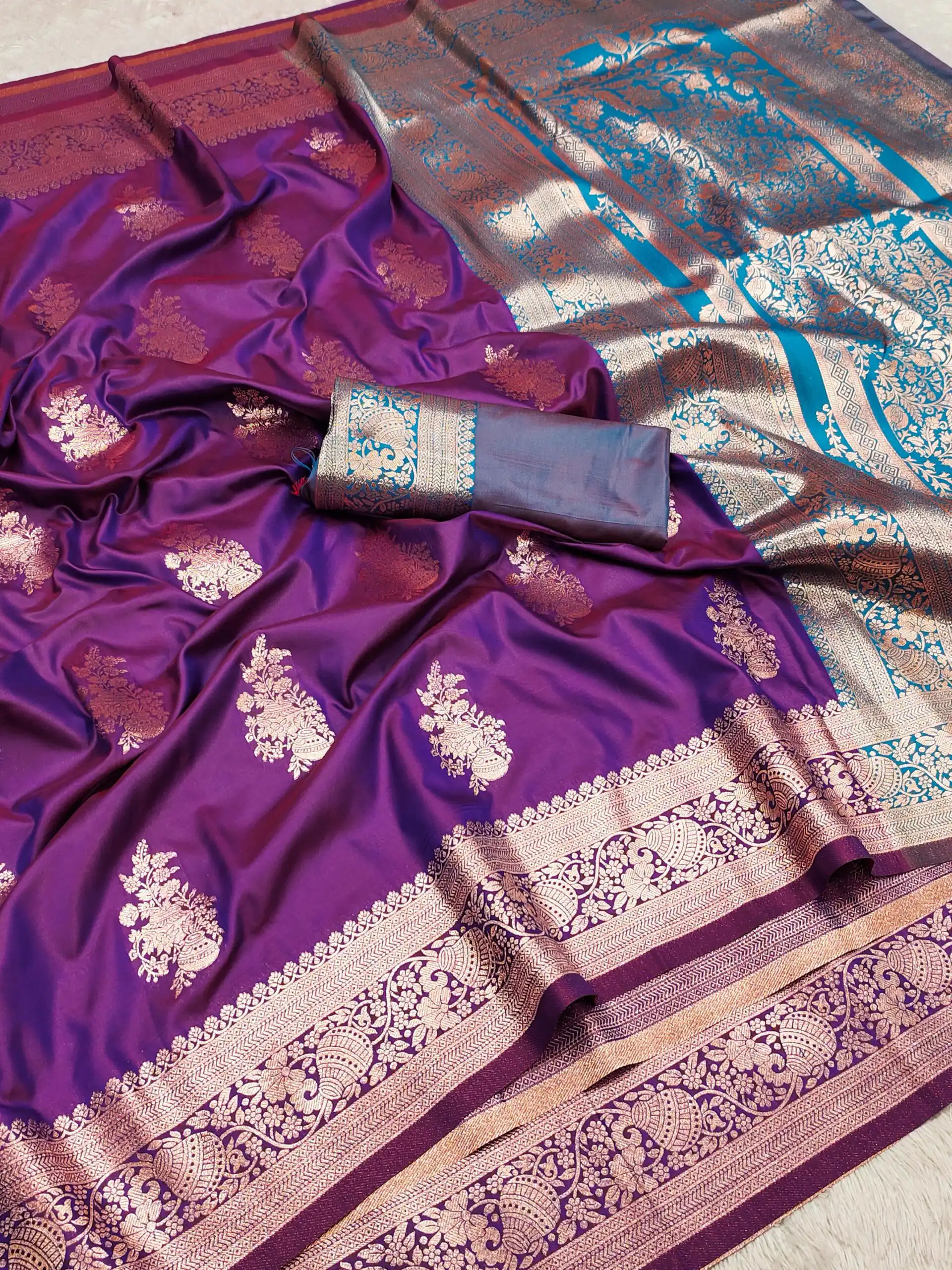 Purple Banarasi Silk Zari Lace Work All Over Saree | Sarees, Bollywood Sarees, Creative Sarees, Designer Sarees, Embroidered Sarees, Ethnic Saree, Modern Digital sarees, Party Wear Sarees
