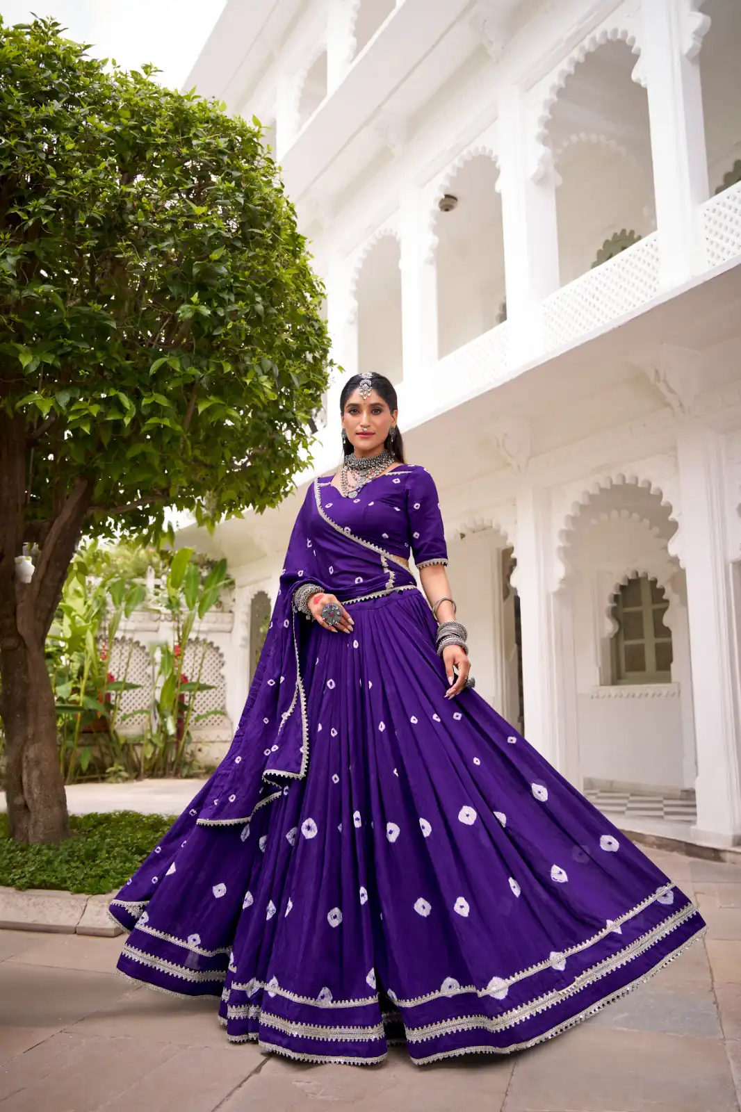 Purple Chanderi Bandhej Lehenga Choli | Lehenga, Bollywood Lehenga, Creative Lehenga, Designer Lehenga, Embroidered Lehenga, Party Wear Lehenga