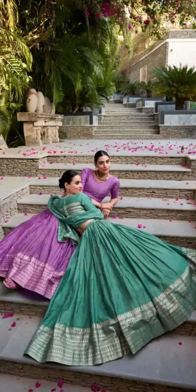 Purple Chanderi Plain With Zari Weaving Work Border Lehenga Choli | Lehenga, Bollywood Lehenga, Creative Lehenga, Designer Lehenga, Embroidered Lehenga, Party Wear Lehenga