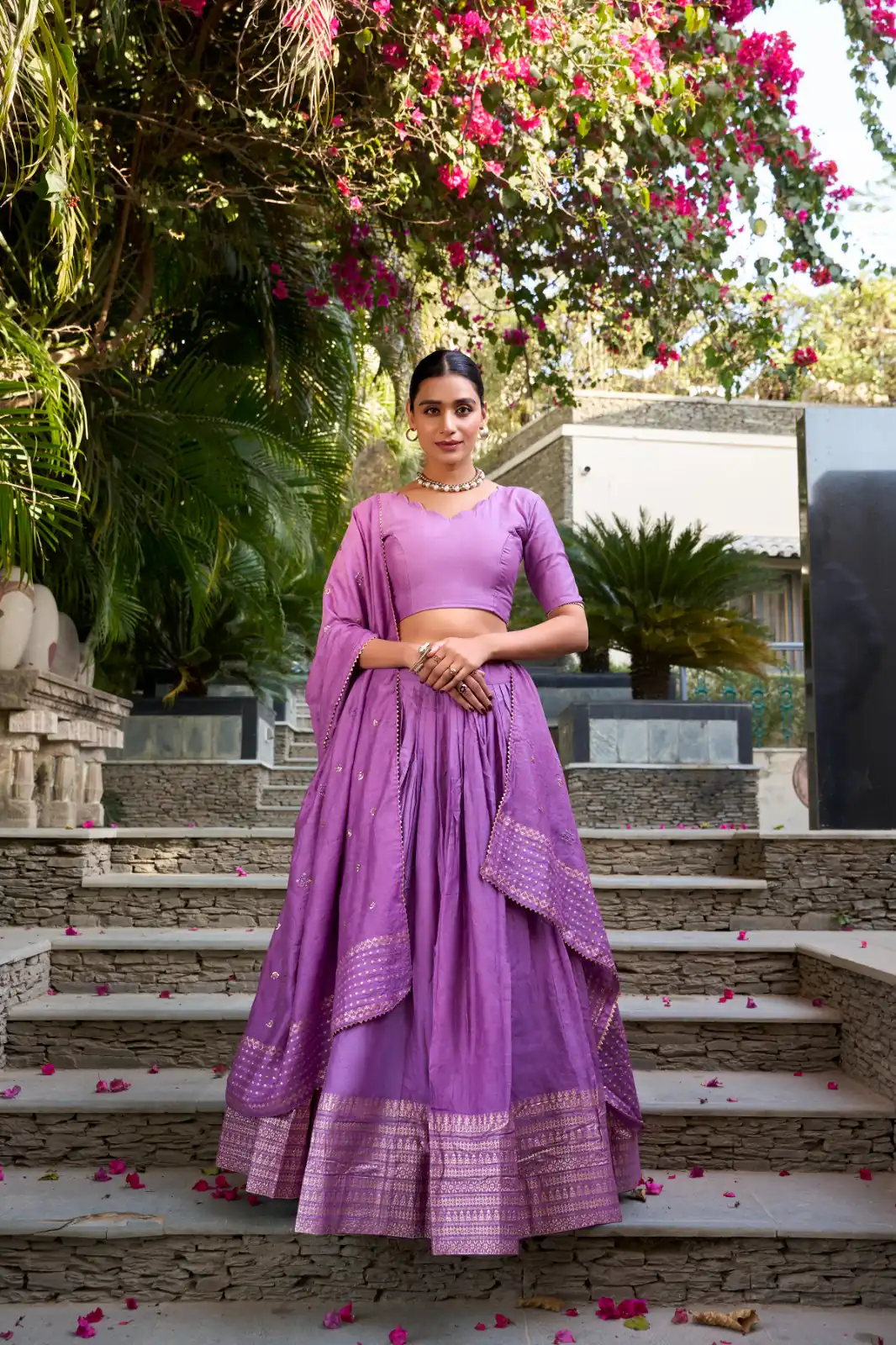 Purple Chanderi Plain With Zari Weaving Work Border Lehenga Choli | Lehenga, Bollywood Lehenga, Creative Lehenga, Designer Lehenga, Embroidered Lehenga, Party Wear Lehenga