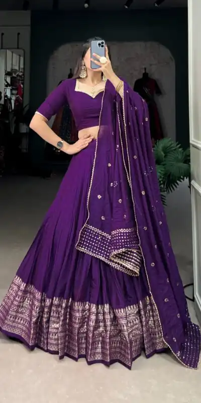 Purple Chanderi Weaving Lehenga Choli | Lehenga, Bollywood Lehenga, Creative Lehenga, Designer Lehenga, Embroidered Lehenga, Party Wear Lehenga
