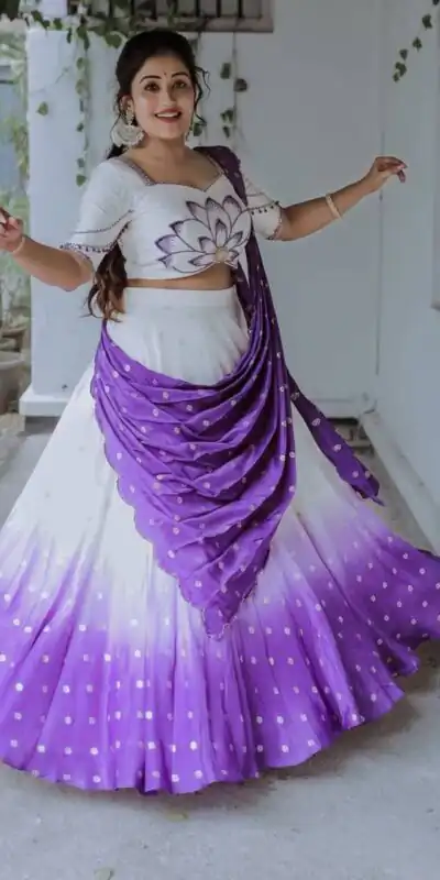 Purple Chinon Digital Print Lehenga Choli | Lehenga, Bollywood Lehenga, Creative Lehenga, Designer Lehenga, Embroidered Lehenga, Party Wear Lehenga