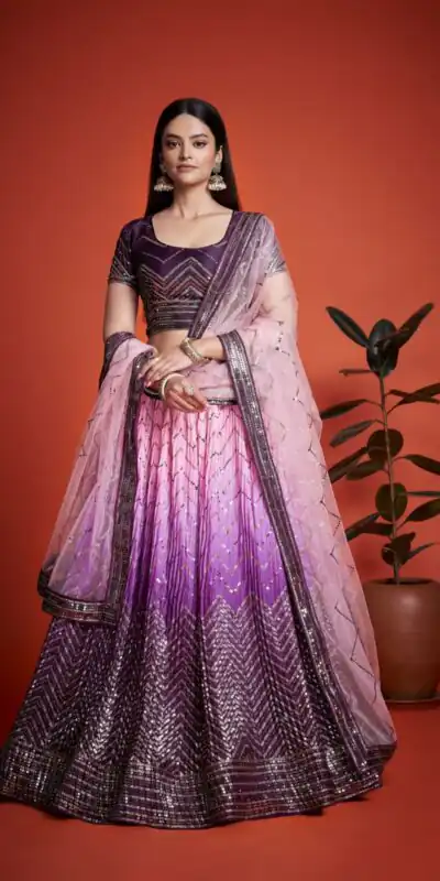 Purple Chinon Embroidery and Sequins Lehenga Choli | Lehenga, Bollywood Lehenga, Creative Lehenga, Designer Lehenga, Embroidered Lehenga, Party Wear Lehenga