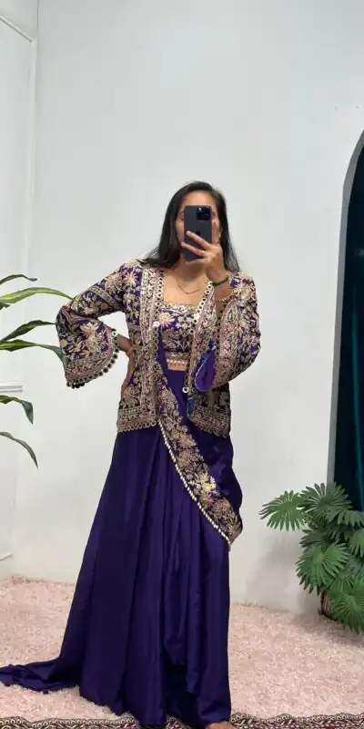 Purple Chinon Embroidery Lace Work Saree | Sarees, Bollywood Sarees, Creative Sarees, Designer Sarees, Embroidered Sarees, Ethnic Saree, Modern Digital sarees, Party Wear Sarees