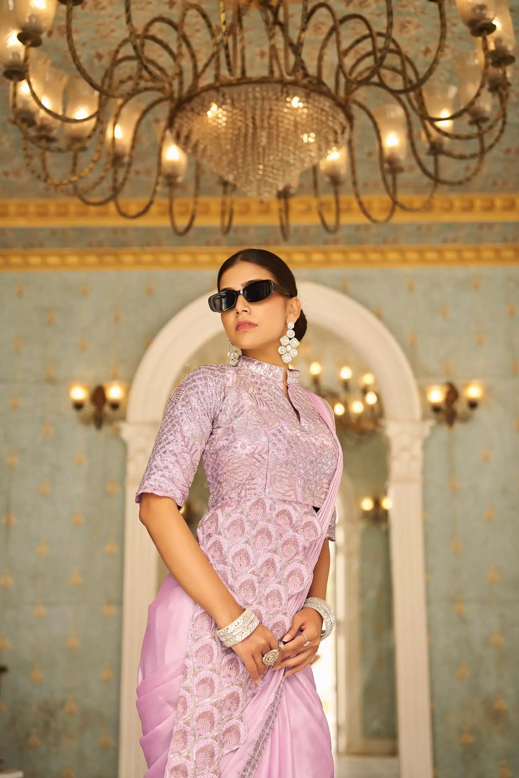 Purple Chinon Embroidery Work Lace Border Saree | Sarees, Bollywood Sarees, Creative Sarees, Designer Sarees, Embroidered Sarees, Ethnic Saree, Modern Digital sarees, Party Wear Sarees