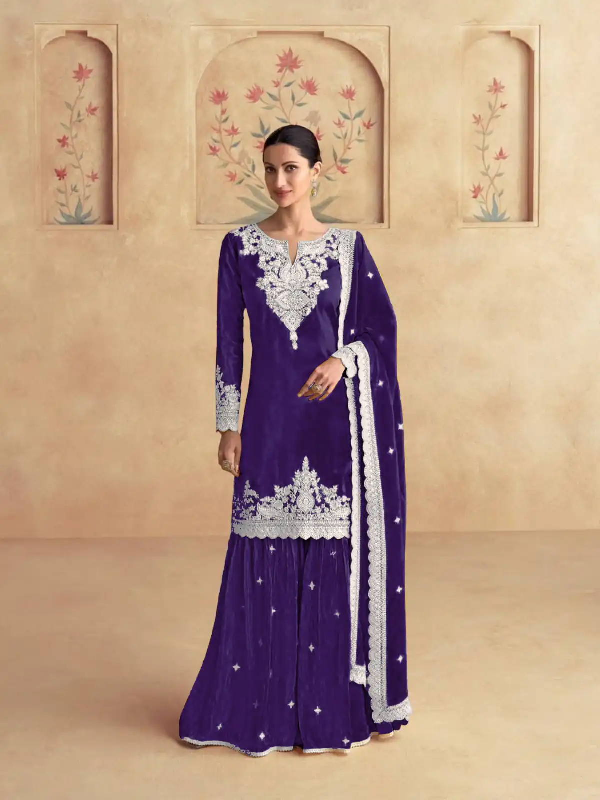 Purple Chinon Embroidery Work Salwar Suit | Jump Suits, Tops & Bottoms, Track Suits, Salwar suit, Casual Suits, Creative suits, Designer Suits, Palazzo Suits, Party Wear Suits, Patiala Suits, Straight Suits, Trendy Wear