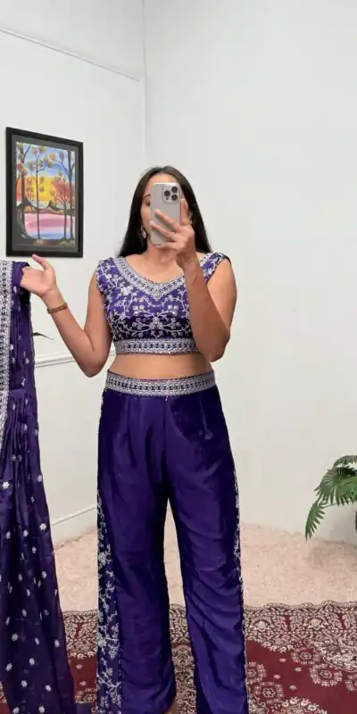 Purple Chinon Embroidery Work Salwar Suit | Jump Suits, Salwar suit, Casual Suits, Creative suits, Designer Suits, Palazzo Suits, Party Wear Suits, Patiala Suits, Straight Suits