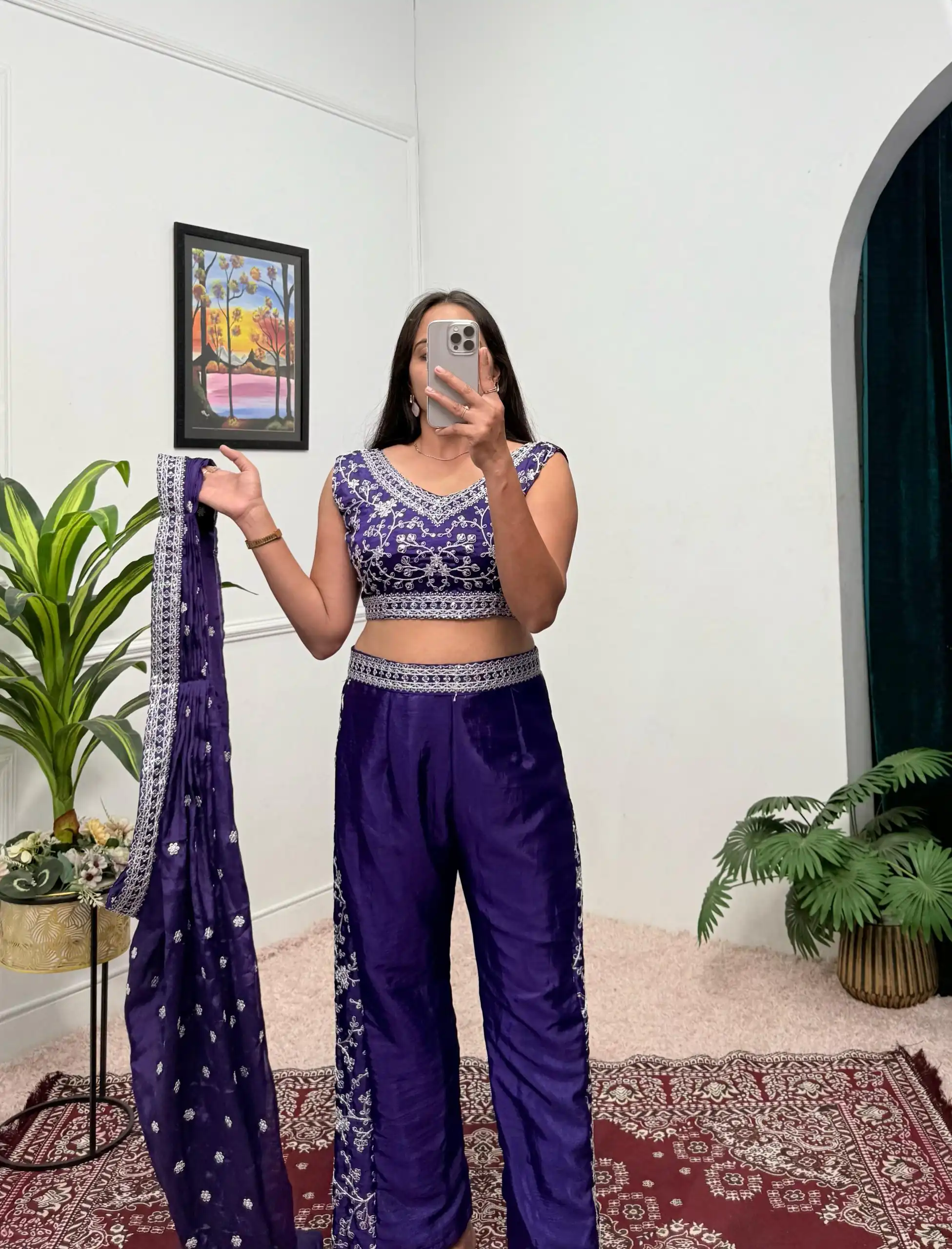 Purple Chinon Embroidery Work Salwar Suit | Jump Suits, Salwar suit, Casual Suits, Creative suits, Designer Suits, Palazzo Suits, Party Wear Suits, Patiala Suits, Straight Suits