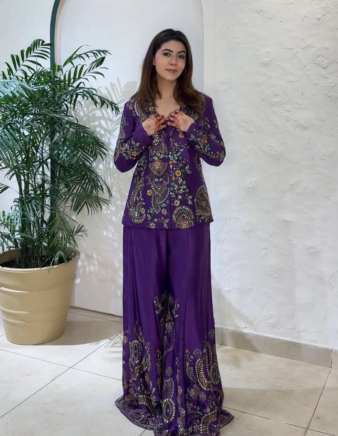 Purple Chinon Sequence Work Salwar Suit | Jump Suits, Salwar suit, Casual Suits, Creative suits, Designer Suits, Palazzo Suits, Party Wear Suits, Patiala Suits, Straight Suits