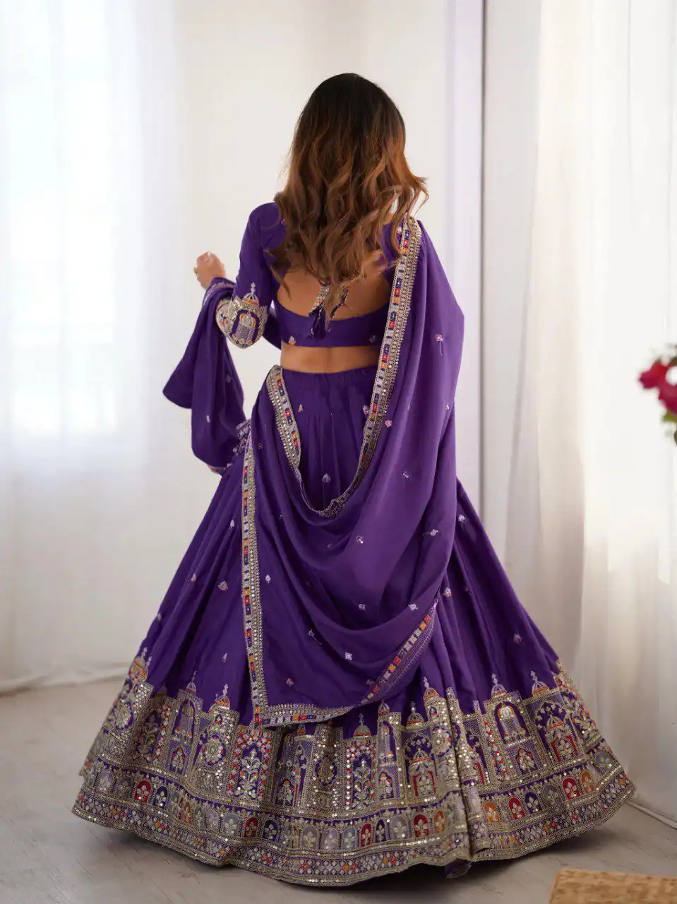 Purple Chinon Silk Embroidery Work Lehenga Choli | Lehenga, Bollywood Lehenga, Creative Lehenga, Designer Lehenga, Embroidered Lehenga, Party Wear Lehenga