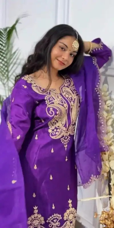 Purple Chinon Silk Embroidery Work Salwar Suit | Jump Suits, Salwar suit, Casual Suits, Creative suits, Designer Suits, Palazzo Suits, Party Wear Suits, Patiala Suits, Straight Suits