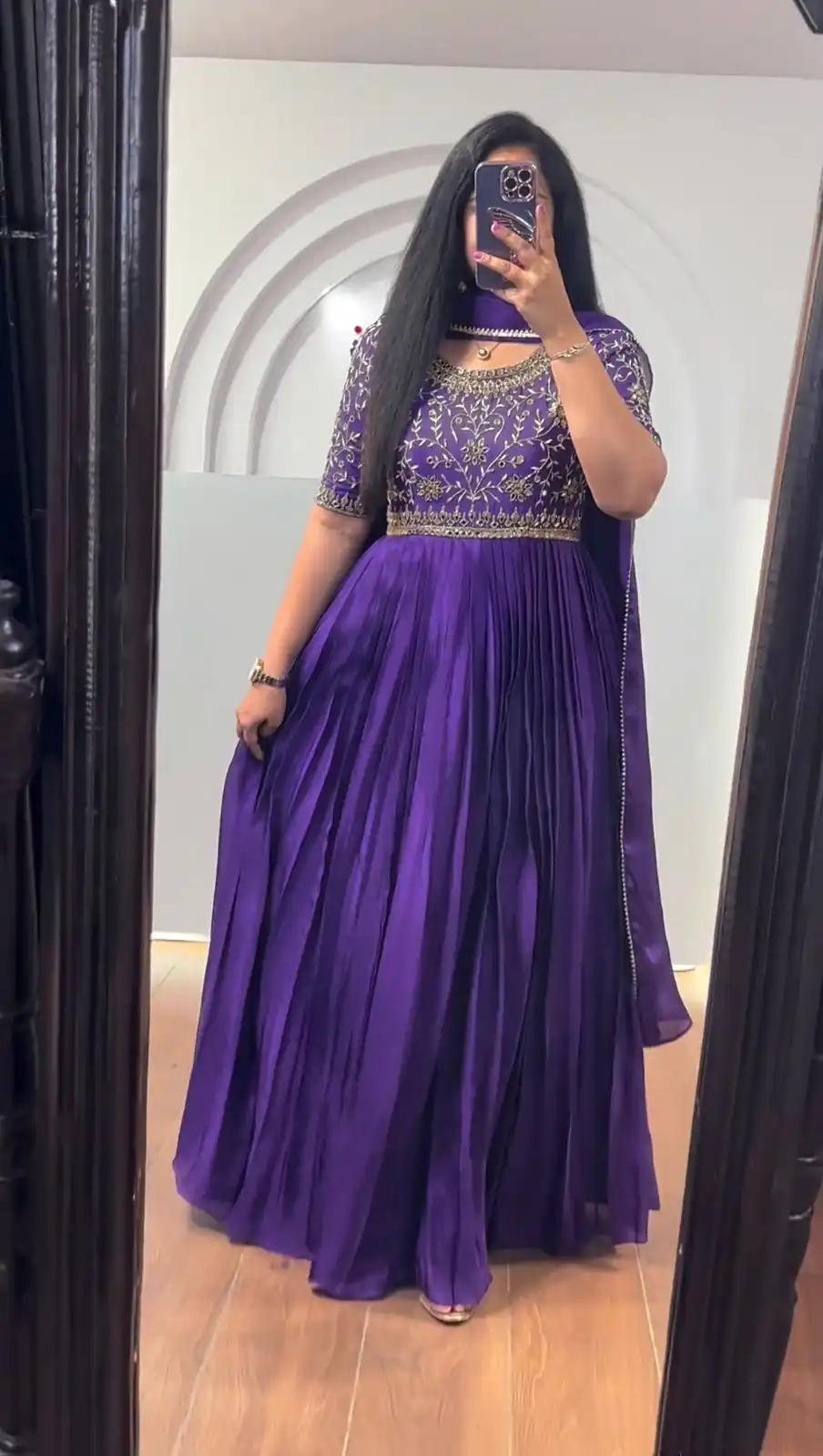 Purple Chinon Silk Thread Real Mirror Gown | Gowns, Bollywood Gowns, Creative Gowns, Designer Gowns, Embroidered Gowns, Party Wear Gowns, Straight Suits