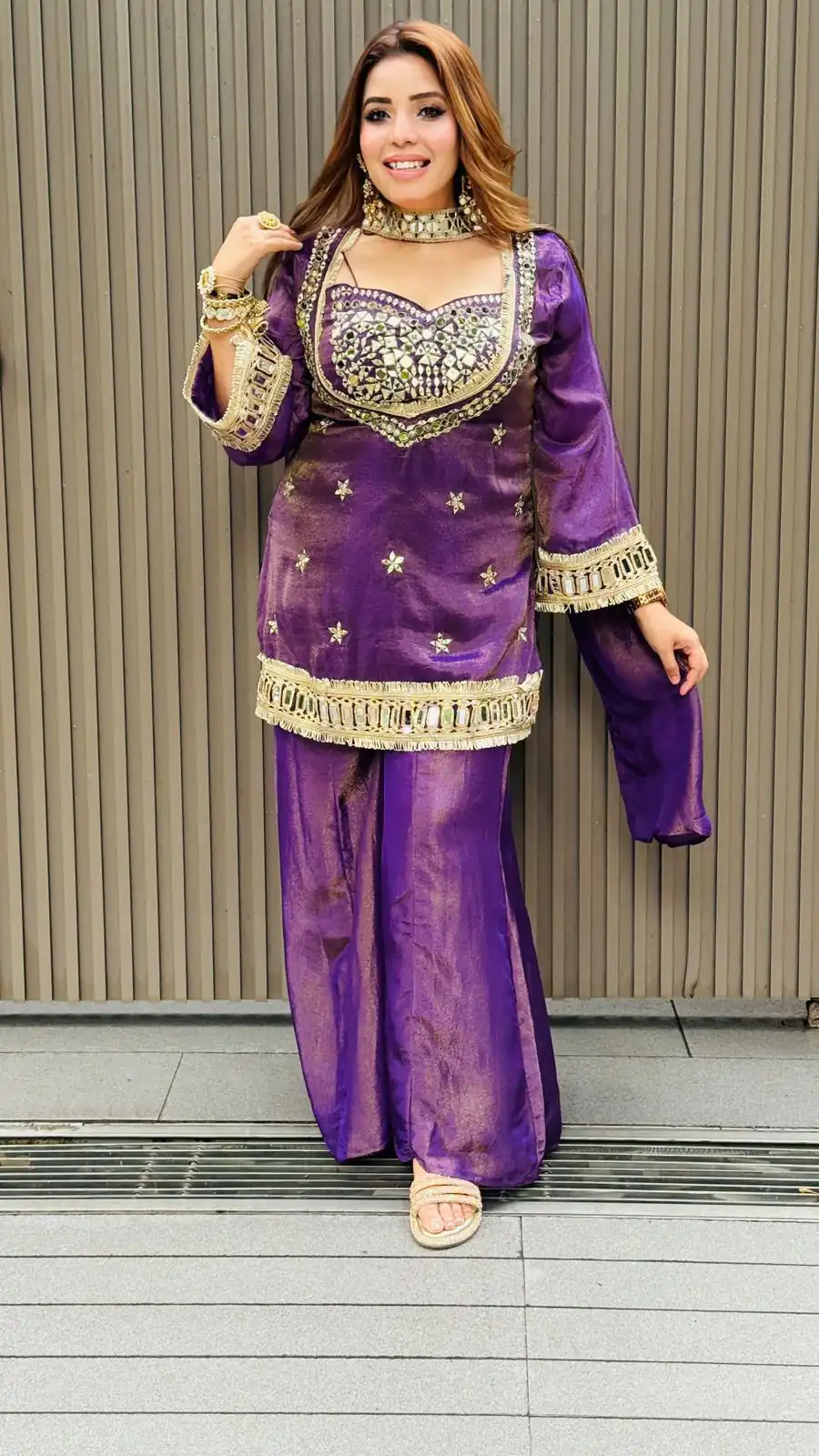 Purple Cosmos Embroidery Mirror Work Salwar Suit | Jump Suits, Salwar suit, Casual Suits, Creative suits, Designer Suits, Palazzo Suits, Party Wear Suits, Patiala Suits, Straight Suits