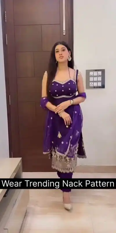 Purple Faux Georgette Embroider Work Salwar Suit | Jump Suits, Salwar suit, Casual Suits, Creative suits, Designer Suits, Palazzo Suits, Party Wear Suits, Patiala Suits, Straight Suits
