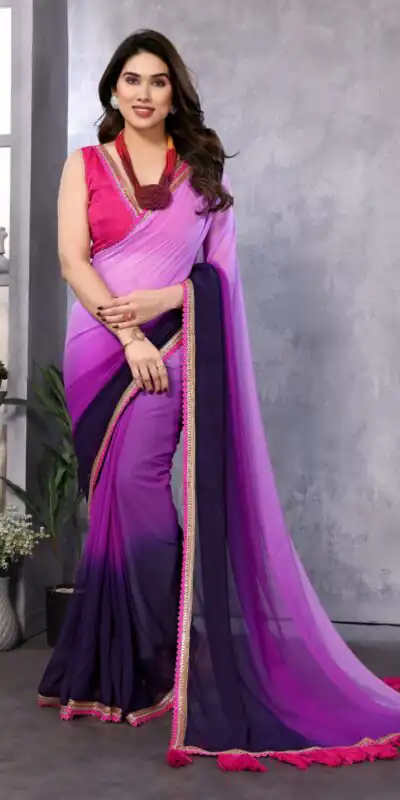 Purple Faux Georgette Party Wear Saree | Sarees, Bollywood Sarees, Creative Sarees, Designer Sarees, Embroidered Sarees, Ethnic Saree, Modern Digital sarees, Party Wear Sarees