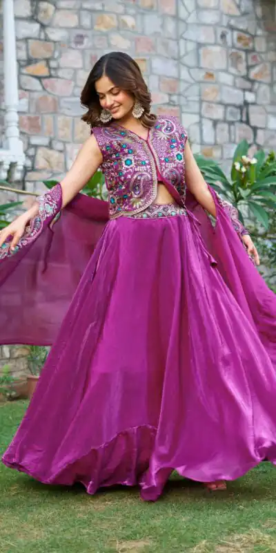 Purple Fendy Silk Embroidery Work Lehenga Choli | Lehenga, Bollywood Lehenga, Creative Lehenga, Designer Lehenga, Embroidered Lehenga, Party Wear Lehenga