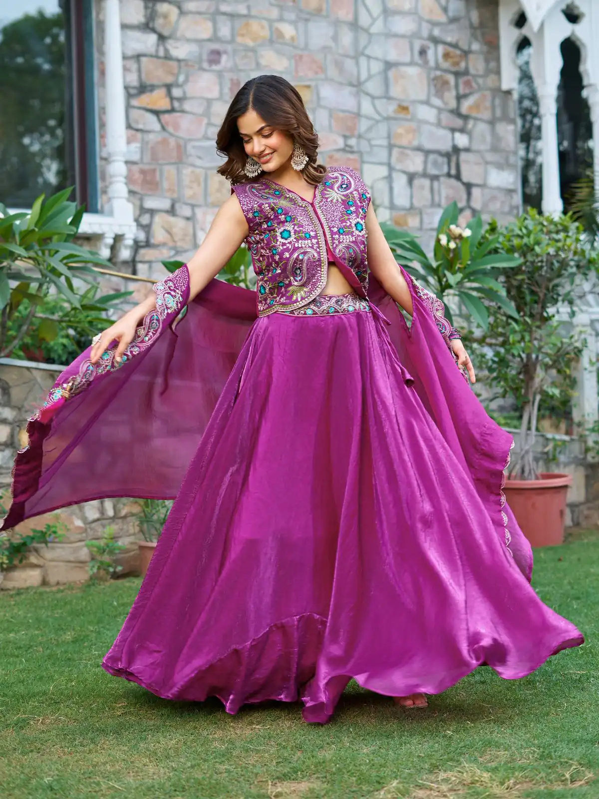 Purple Fendy Silk Embroidery Work Lehenga Choli | Lehenga, Bollywood Lehenga, Creative Lehenga, Designer Lehenga, Embroidered Lehenga, Party Wear Lehenga