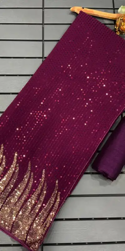 Purple Full Saree Of Heavy Quality 60 Gram Georgette Saree | Sarees, Bollywood Sarees, Creative Sarees, Designer Sarees, Embroidered Sarees, Ethnic Saree, Modern Digital sarees, Party Wear Sarees