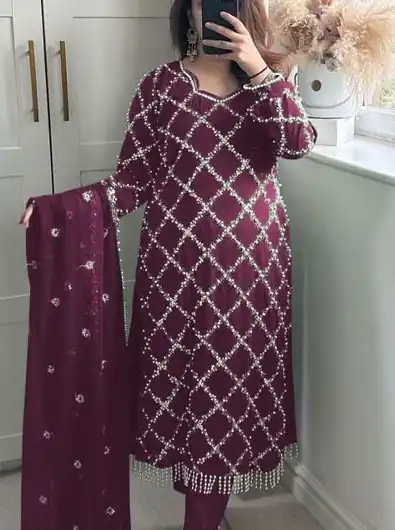 Purple Georgette Embroidered Hand Work Salwar Suit | Jump Suits, Salwar suit, Casual Suits, Creative suits, Designer Suits, Palazzo Suits, Party Wear Suits, Patiala Suits, Straight Suits