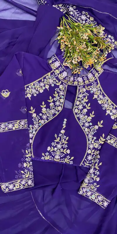 Purple Georgette Embroidery Lehenga Saree | Lehenga, Bollywood Lehenga, Creative Lehenga, Designer Lehenga, Embroidered Lehenga, Party Wear Lehenga