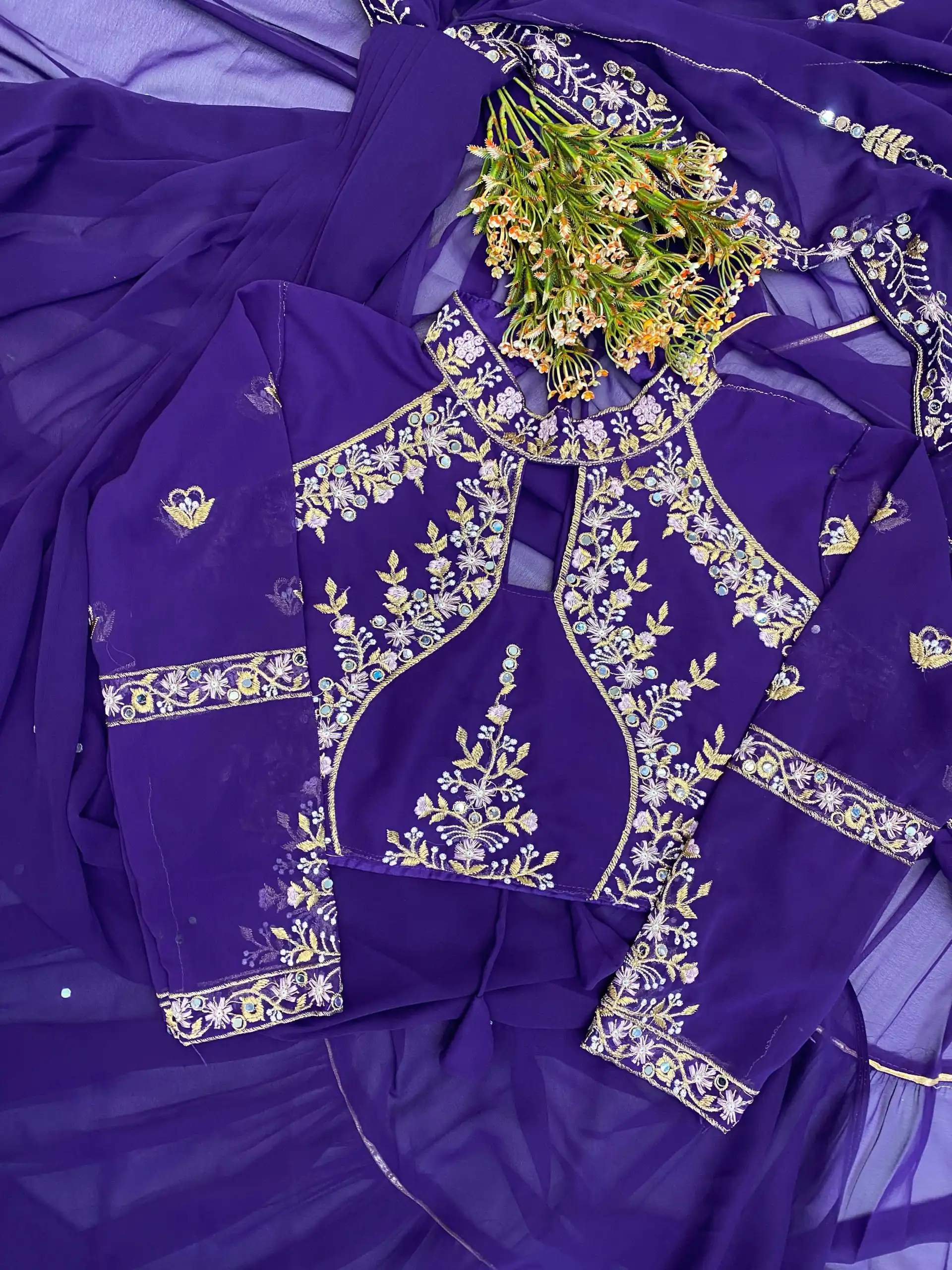 Purple Georgette Embroidery Lehenga Saree | Lehenga, Bollywood Lehenga, Creative Lehenga, Designer Lehenga, Embroidered Lehenga, Party Wear Lehenga