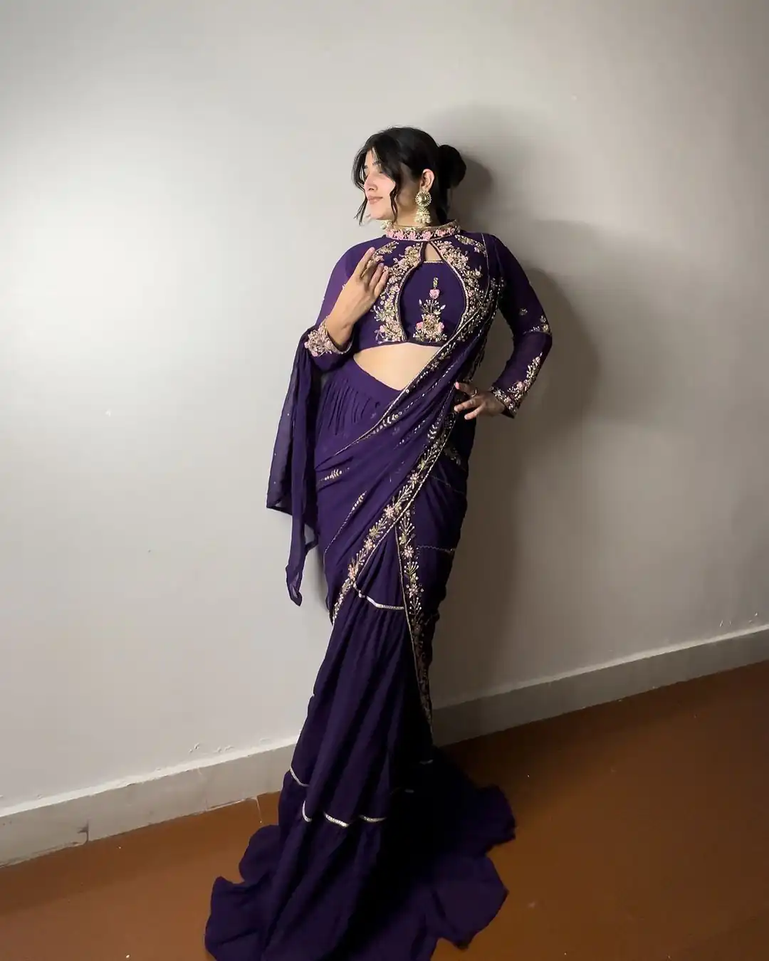 Purple Georgette Embroidery Lehenga Saree | Lehenga, Bollywood Lehenga, Creative Lehenga, Designer Lehenga, Embroidered Lehenga, Party Wear Lehenga