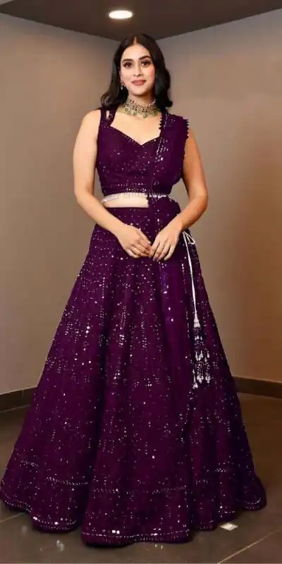 Purple Georgette Embroidery Work Lehenga Choli | Lehenga, Bollywood Lehenga, Creative Lehenga, Designer Lehenga, Embroidered Lehenga, Party Wear Lehenga