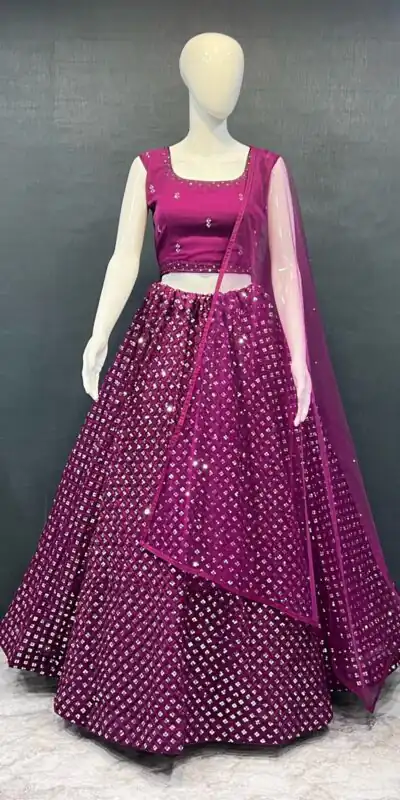 Purple Georgette Embroidery Work Lehenga Choli | Lehenga, Bollywood Lehenga, Creative Lehenga, Designer Lehenga, Embroidered Lehenga, Party Wear Lehenga