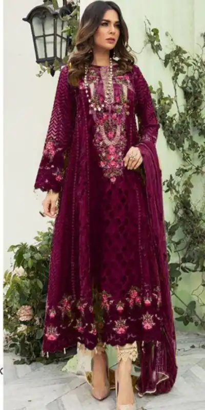 Purple Georgette Embroidery Work Salwar Suit | Salwar suit, Casual Suits, Creative suits, Designer Suits, Palazzo Suits, Party Wear Suits, Patiala Suits, Straight Suits