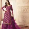 Purple Georgette Jacquard Diamond Sharara Suit | Jump Suits, Salwar suit, Casual Suits, Creative suits, Designer Suits, Palazzo Suits, Party Wear Suits, Patiala Suits, Straight Suits