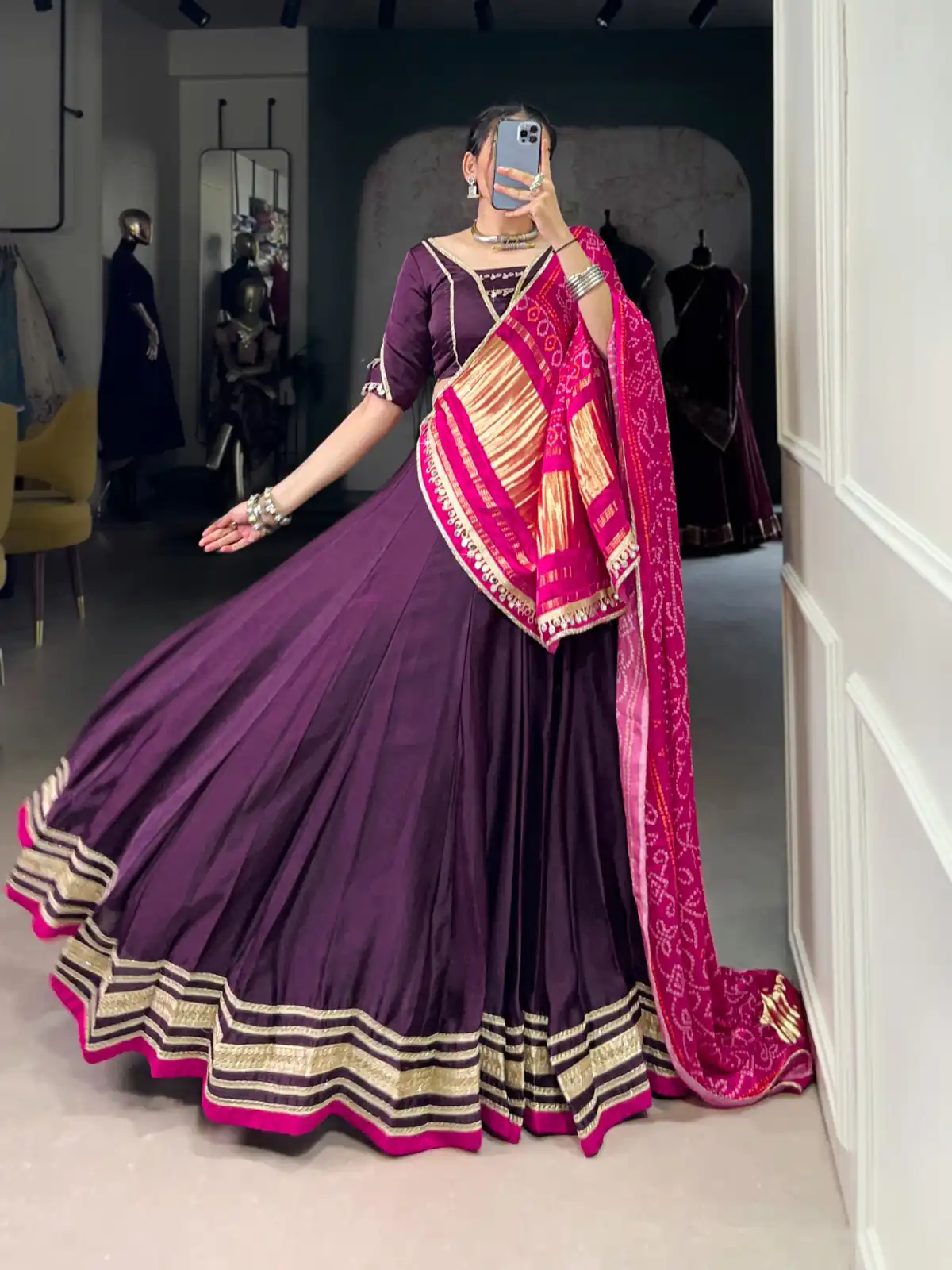 Purple Georgette Lace Lehenga Choli | Lehenga, Bollywood Lehenga, Creative Lehenga, Designer Lehenga, Embroidered Lehenga, Party Wear Lehenga