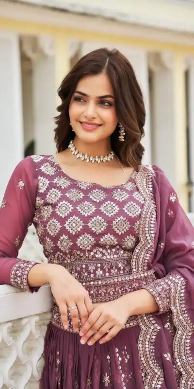 Purple Georgette Sequence Work Lehenga Choli | Lehenga, Bollywood Lehenga, Creative Lehenga, Designer Lehenga, Embroidered Lehenga, Party Wear Lehenga