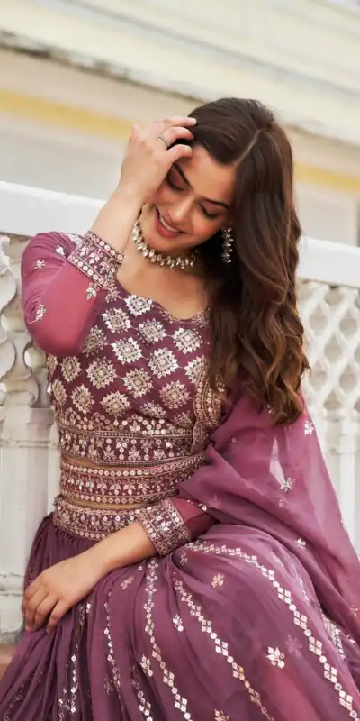 Purple Georgette Sequence Work Lehenga Choli | Lehenga, Bollywood Lehenga, Creative Lehenga, Designer Lehenga, Embroidered Lehenga, Party Wear Lehenga