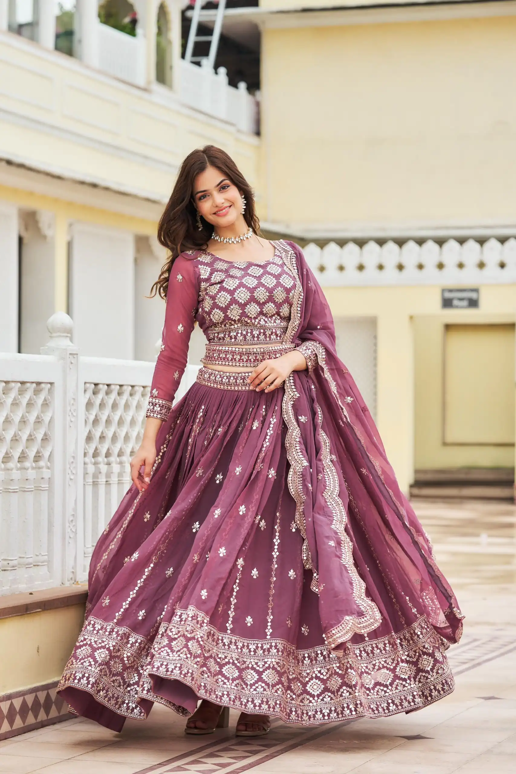 Purple Georgette Sequence Work Lehenga Choli | Lehenga, Bollywood Lehenga, Creative Lehenga, Designer Lehenga, Embroidered Lehenga, Party Wear Lehenga