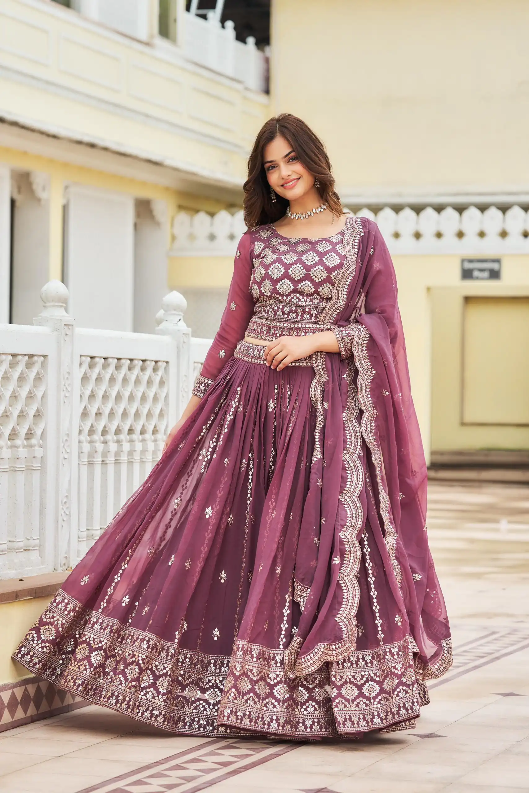 Purple Georgette Sequence Work Lehenga Choli | Lehenga, Bollywood Lehenga, Creative Lehenga, Designer Lehenga, Embroidered Lehenga, Party Wear Lehenga