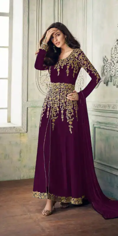 Purple Georgette With Coding Embroidery Work Salwar Suit | Jump Suits, Salwar suit, Casual Suits, Creative suits, Designer Suits, Palazzo Suits, Party Wear Suits, Patiala Suits, Straight Suits