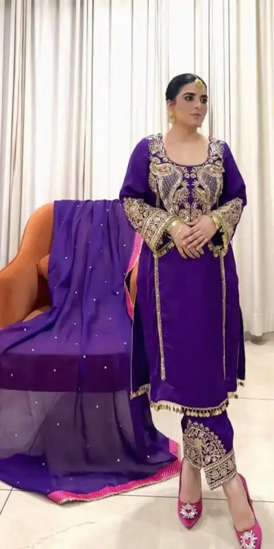 Purple Georgette With Sequences Salwar Suit | Jump Suits, Tops & Bottoms, Track Suits, Salwar suit, Casual Suits, Creative suits, Designer Suits, Palazzo Suits, Party Wear Suits, Patiala Suits, Straight Suits, Trendy Wear