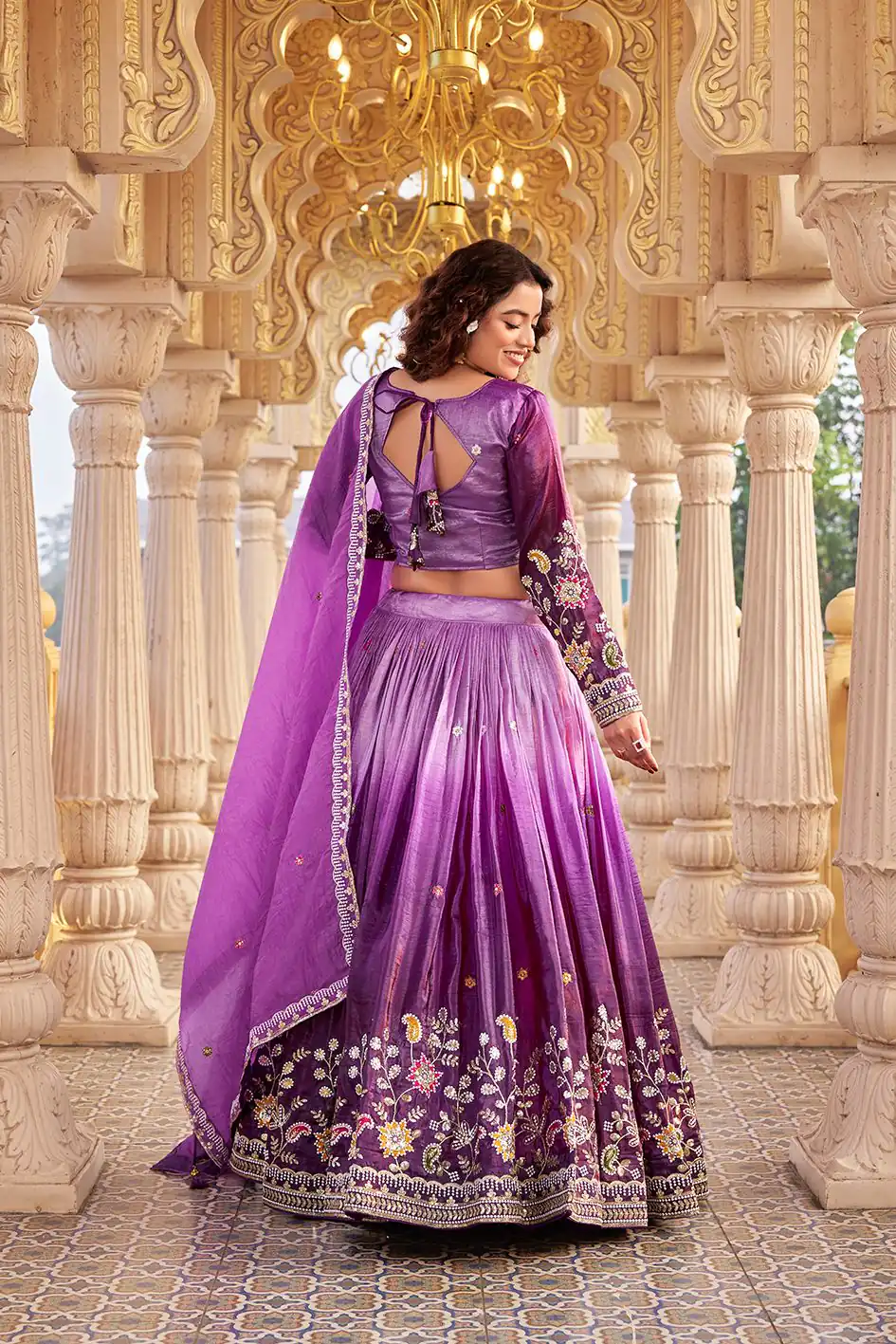 Purple Gold Crush Embroidery Work Lehenga Choli | Lehenga, Bollywood Lehenga, Creative Lehenga, Designer Lehenga, Embroidered Lehenga, Party Wear Lehenga