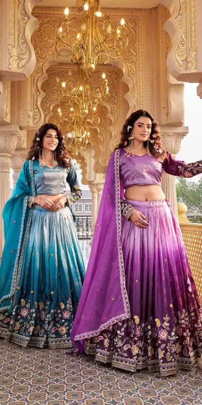Purple Gold Crush Embroidery Work Lehenga Choli | Lehenga, Bollywood Lehenga, Creative Lehenga, Designer Lehenga, Embroidered Lehenga, Party Wear Lehenga