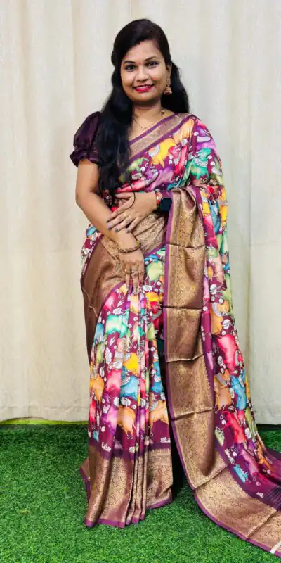 Purple Jacquard Dola Silk With Print Saree | Sarees, Bollywood Sarees, Creative Sarees, Designer Sarees, Embroidered Sarees, Ethnic Saree, Modern Digital sarees, Party Wear Sarees