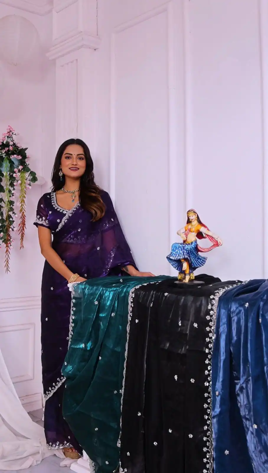 Purple Jimmy Chou Silk Embroidery Work Saree | Sarees, Bollywood Sarees, Creative Sarees, Designer Sarees, Embroidered Sarees, Ethnic Saree, Modern Digital sarees, Party Wear Sarees