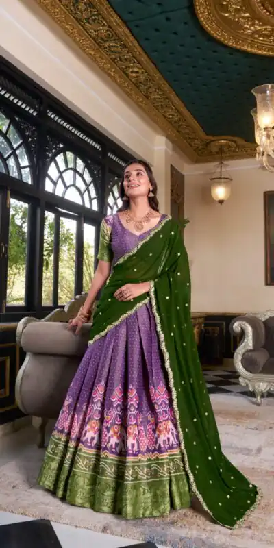 Purple Kanchipuram Embroider Lehenga Choli | Lehenga, Bollywood Lehenga, Creative Lehenga, Designer Lehenga, Embroidered Lehenga, Party Wear Lehenga
