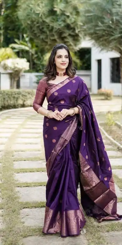 Purple Lichi Silk Rich Pallu Work Border Saree | Sarees, Bollywood Sarees, Creative Sarees, Designer Sarees, Embroidered Sarees, Ethnic Saree, Modern Digital sarees, Party Wear Sarees