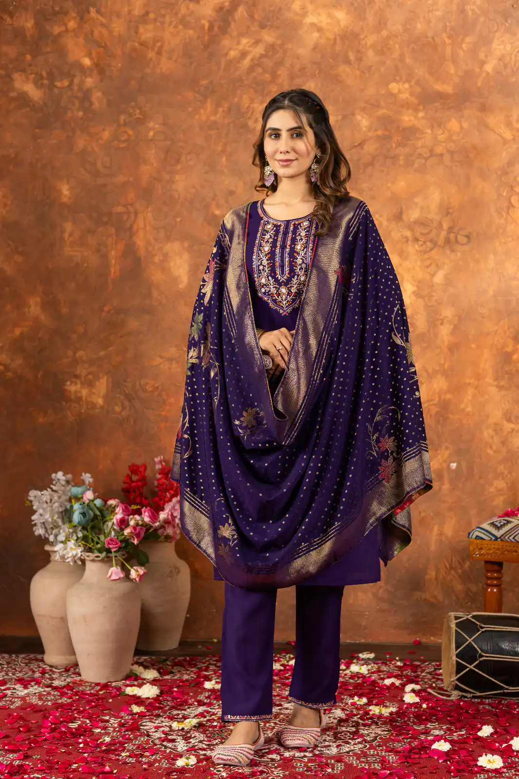 Purple Marina Silk Embroidery Work Salwar Suit | Jump Suits, Salwar suit, Casual Suits, Creative suits, Designer Suits, Palazzo Suits, Party Wear Suits, Patiala Suits, Straight Suits