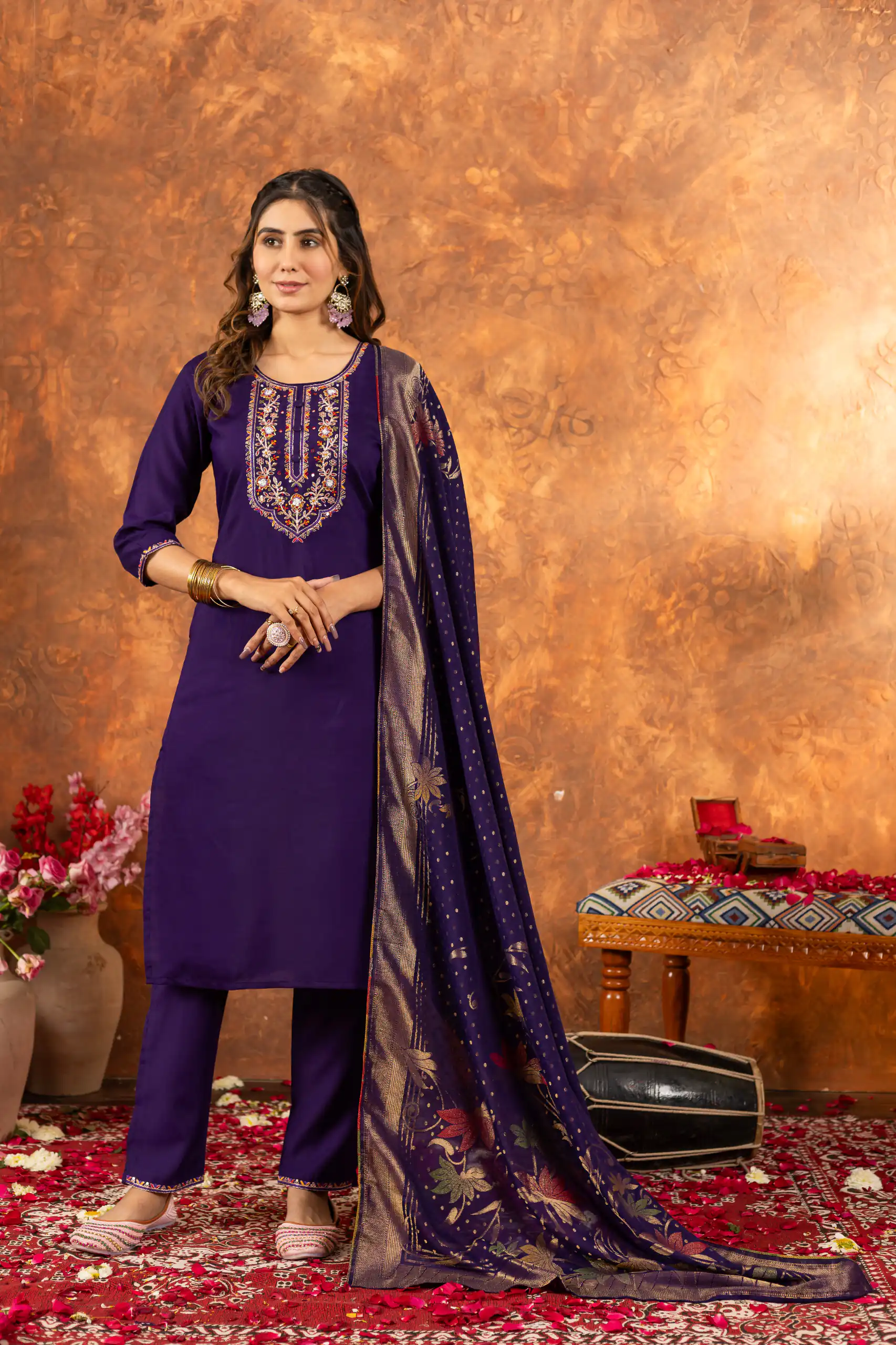 Purple Marina Silk Embroidery Work Salwar Suit | Jump Suits, Salwar suit, Casual Suits, Creative suits, Designer Suits, Palazzo Suits, Party Wear Suits, Patiala Suits, Straight Suits